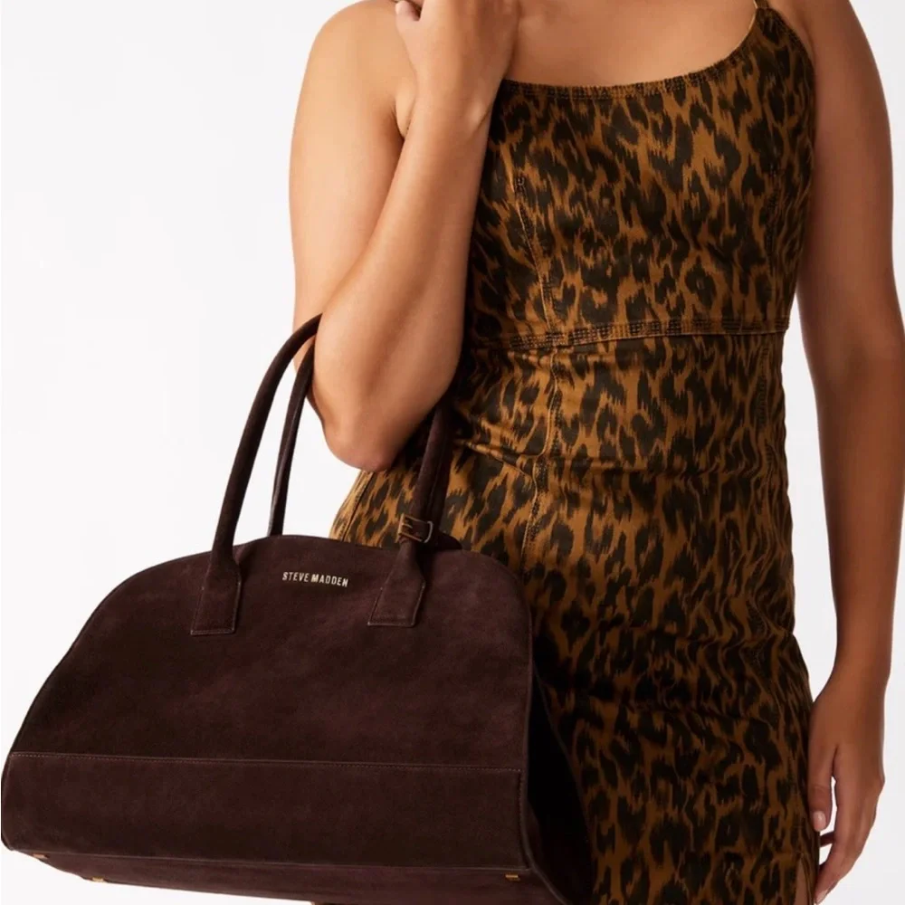 🤎 MARGAUX STEVE MADDEN HEIDEE LEATHER BROWN SUEDE BAG!